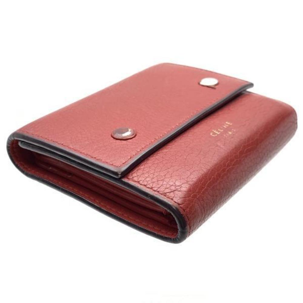 Celine Tri-Fold Multi-Function Compact Wallet Red - image 4